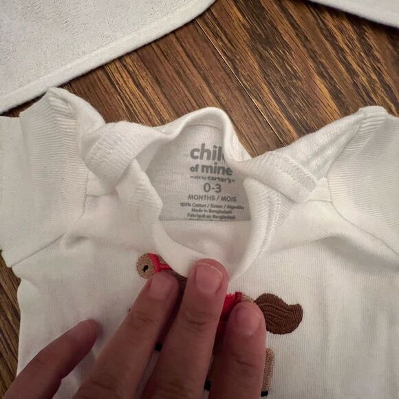 NWT, Embroidered 0-3 month Onesie, Burp Cloth and Bib Set - Picture 3 of 7